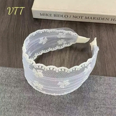 Cài Tóc Ren Lưới Nơ Trắng 7Cm Tiểu Thư 17365