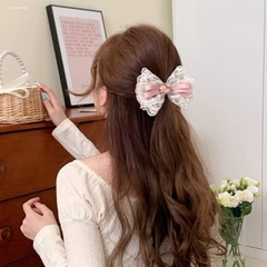 Kẹp Tóc Mỏ Vịt Nơ Ren Ruy Băng 3 Nụ Hoa Hồng Dài 13cm Xinh 17294