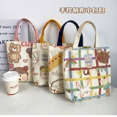 Túi Tote Vải Canvas In Hình Đủ Mẫu 32Cm Không Khoá Kéo 17674