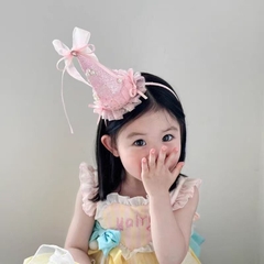 Cài Tóc Kiểu Nón Chóp Nơ Hồng Đính Ngọc Trai Viền Voan 15523