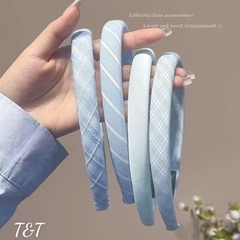 Cài Tóc Xốp Màu Xanh Pastel 1.5cm Trơn Caro Sọc 17518