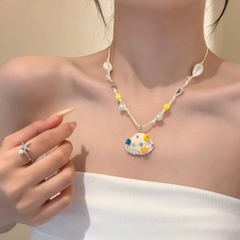 Vòng Cổ Hạt Cườm Đính Vỏ Sò Hạt Charm Màu 17471