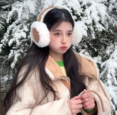 Chụp Tai Giữ Ấm Da Lộn Trơn Lông Xù 16121