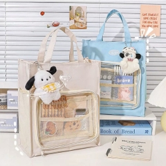 Túi Học Thêm Vải Dù Dáng Dọc Trơn Mặt Kính Trước 15717