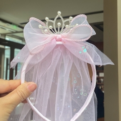 Cài Tóc Kiểu Vương Miệng Thắt Nơ Phối Voan Dài 15690