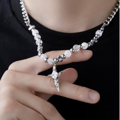 Dây Chuyền Chữ Thập Đính Đá , Ngọc Đá Unisex Titan 16280