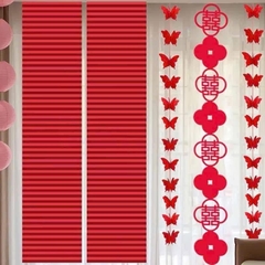 Dải Giấy Đỏ Xếp Quạt 30cm*3m Decor Trang Trí 17003