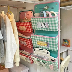 Túi Vải Treo Tường Gấp Gọn 3 Ngăn Caro 15568