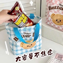 Túi Tote Vải Canvas In Hình Đủ Mẫu 28Cm Nút Bấm Cute 17840