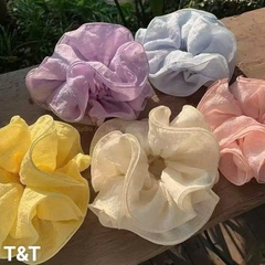 Cột Tóc Scrunchies Viền Bèo 4 Lớp Trơn Vải Nhăn 15354