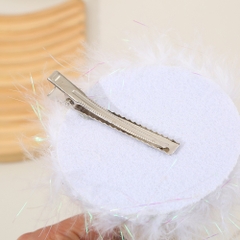 Kẹp Tóc Kiểu Nón Lông Vũ Chóp Nơ Ren Trắng Be 15468