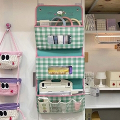 Túi Vải Treo Tường Gấp Gọn 3 Ngăn Caro 15568