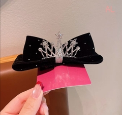 Kẹp Tóc Nơ Nhung Mỏ Vịt Vương Miệng Đính Đá 16490