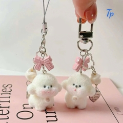 Dây Móc Điện Thoại Kiểu Charm Móc Khóa Chú Cún, Nơ Tim I Love You 16503