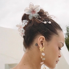 Kẹp Tóc Nhựa Hoa Sứ 3 Hoa Tráng Gương 12879