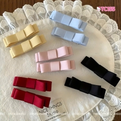 Set 2 Kẹp Nơ Vải 2 Lớp Trơn Tiểu Thư 17721