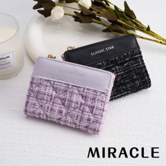 Ví Nữ Ngắn Vải Dạ Classic Star Gấp Đôi Khoá Kéo 16394