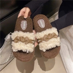 Dép Lông Xù Đi Trong Nhà Quai Nơ 16455