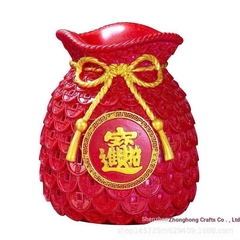 Bình Hoa Nhựa Cắm Bông Túi Tiền Vàng Đỏ Trưng Tết 16651