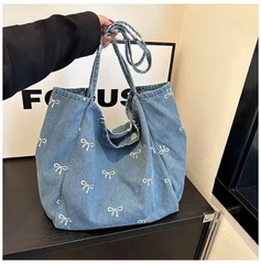 Túi Vải Tote Jeans Kèm Nơ Ren 18003