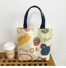Túi Tote Vải Canvas In Hình Đủ Mẫu 32Cm Không Khoá Kéo 17674