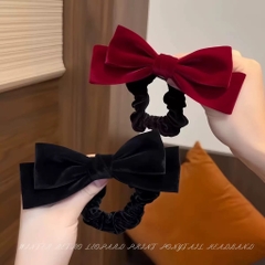 Cột Tóc Thun Nơ Nhung Màu Trơn Tiểu Thư 16678