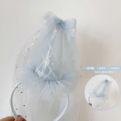 Cài Tóc Kiểu Nón Chóp Nhựa Viền Voan Phối Voan Dài 15522