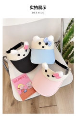 Mũ/ Nón Lưỡi Trai Nửa Đầu Đính Nơ Kitty Hoạt Hình 15729