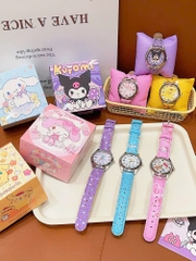 Đồng Hồ Dây Da Hoạt Hình Sanrio Kèm Hộp Cho Bé 13945