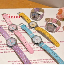 Đồng Hồ Dây Da Hoạt Hình Sanrio Kèm Hộp Cho Bé 13945