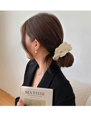 Cột Tóc Vải Nhún Mềm Co Giãn Màu  Kem 13929