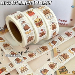 Cuộn 500 Stickers Capybara Bản 1.5cm Cute 13753