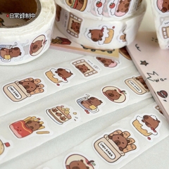 Cuộn 500 Stickers Capybara Bản 1.5cm Cute 13753