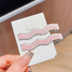 Set 2 Kẹp Tóc Mái Màu Vân Pastel 12841