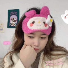 Bịt Mắt Ngủ Lông Xù Thỏ Hồng Đính Hoa 12023