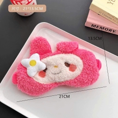 Bịt Mắt Ngủ Lông Xù Thỏ Hồng Đính Hoa 12023