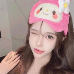 Bịt Mắt Ngủ Lông Xù Thỏ Hồng Đính Hoa 12023