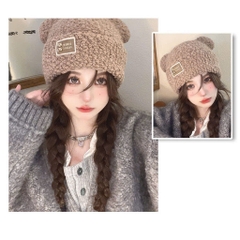 Mũ Lông Xù Tai Gấu Đính Charm Bear Thời Trang 11637