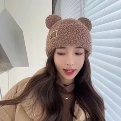 Mũ Lông Xù Tai Gấu Đính Charm Bear Thời Trang 11637