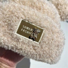 Mũ Lông Xù Tai Gấu Đính Charm Bear Thời Trang 11637