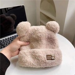 Mũ Lông Xù Tai Gấu Đính Charm Bear Thời Trang 11637