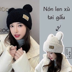 Mũ Lông Xù Tai Gấu Đính Charm Bear Thời Trang 11637