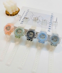 Đồng Hồ ĐiệnTử MặtTròn Dây Trong Nam/Nữ02 Thời Trang 9844