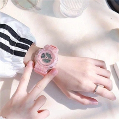 Đồng Hồ ĐiệnTử MặtTròn Dây Trong Nam/Nữ02 Thời Trang 9844