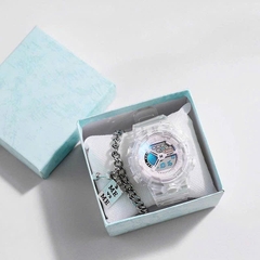 Đồng Hồ ĐiệnTử MặtTròn Dây Trong Nam/Nữ02 Thời Trang 9844