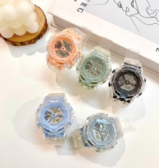 Đồng Hồ ĐiệnTử MặtTròn Dây Trong Nam/Nữ02 Thời Trang 9844