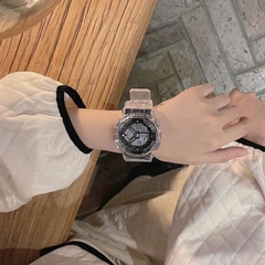 Đồng Hồ ĐiệnTử MặtTròn Dây Trong Nam/Nữ02 Thời Trang 9844