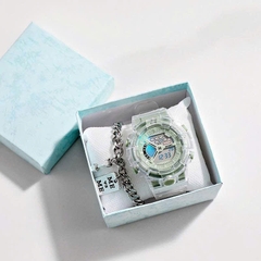 Đồng Hồ ĐiệnTử MặtTròn Dây Trong Nam/Nữ02 Thời Trang 9844