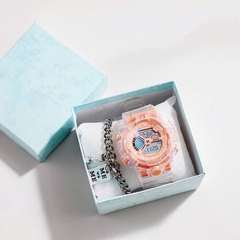 Đồng Hồ ĐiệnTử MặtTròn Dây Trong Nam/Nữ02 Thời Trang 9844