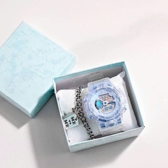 Đồng Hồ ĐiệnTử MặtTròn Dây Trong Nam/Nữ02 Thời Trang 9844